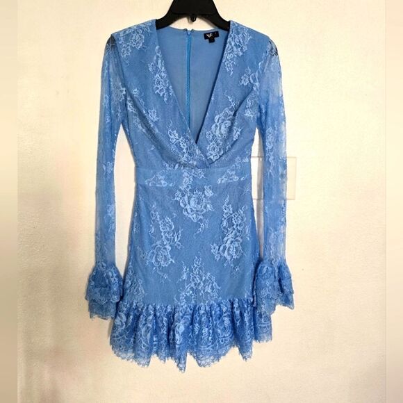 NBD Amanda Long Sleeve Mini Dress in French Blue Size XXS - Picture 2 of 10